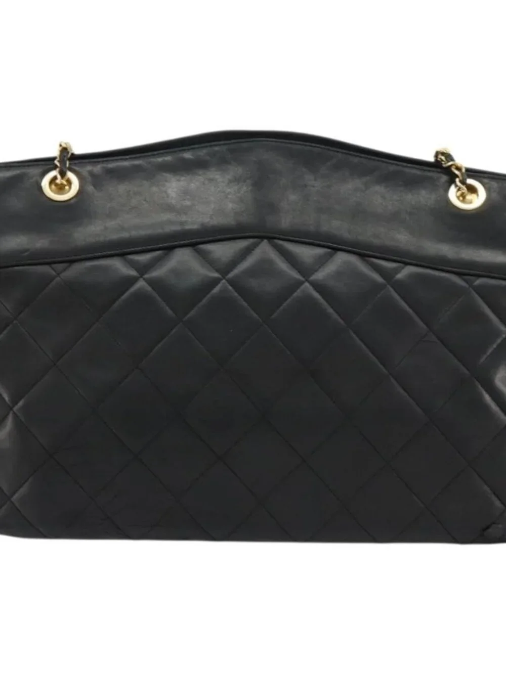 CHANEL Matelasse Chain Shoulder Bag Lamb Skin Black Gold CC Auth bs35173
